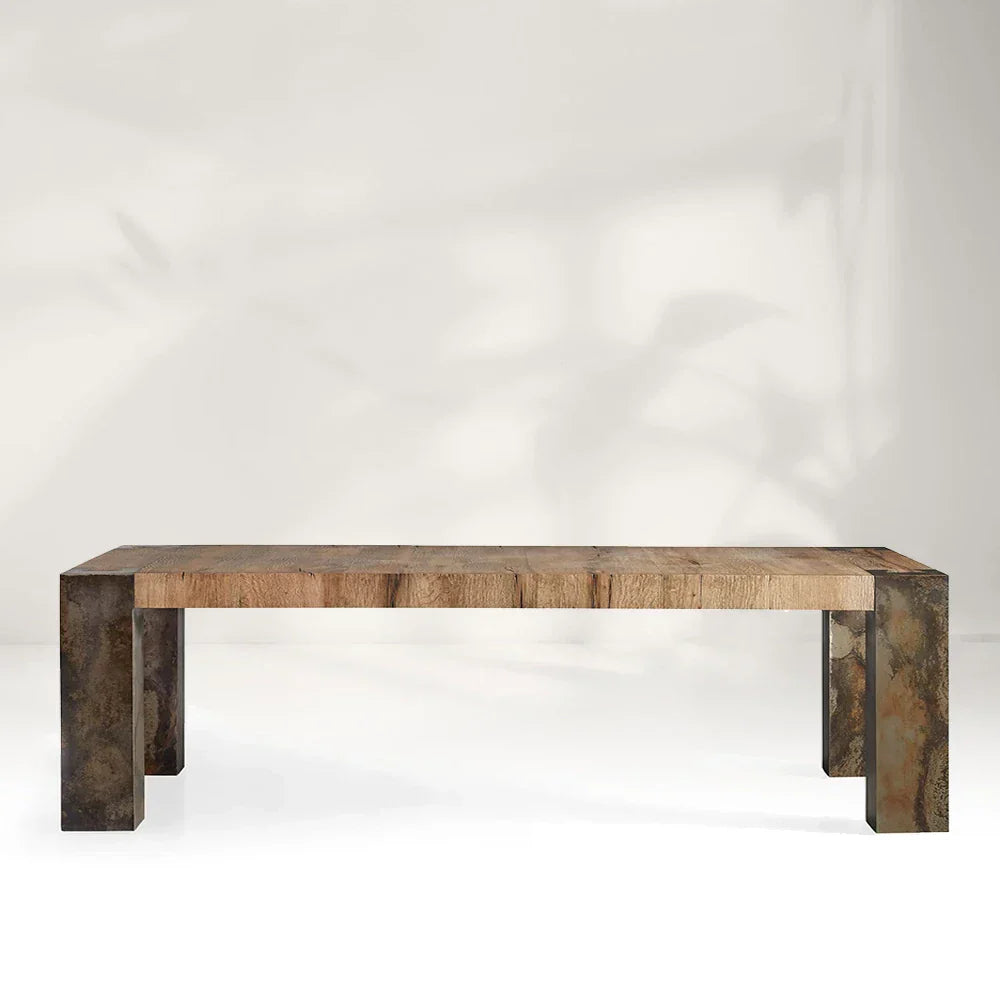 Telluride Oak Dining Table Rectangular Handcrafted Rustic Industrial Dining Furniture