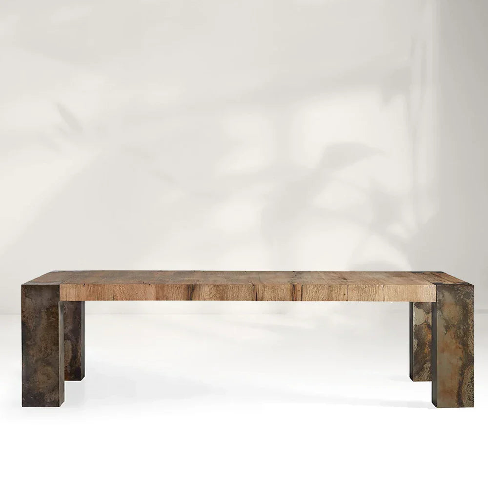 Telluride Oak Dining Table Rectangular Handcrafted Rustic Industrial Dining Furniture