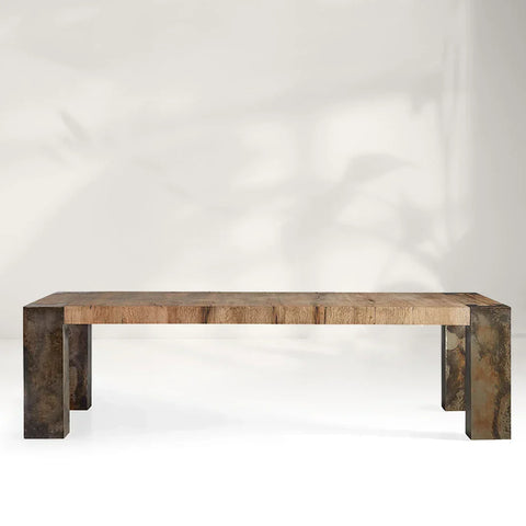 Telluride Oak Dining Table Rectangular Handcrafted Rustic Industrial Dining Furniture