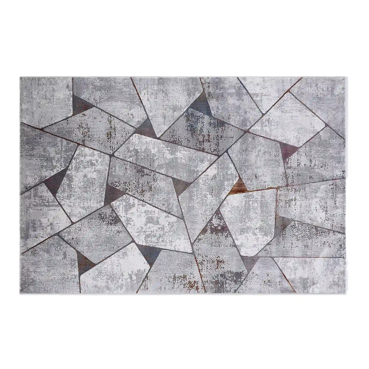 Torino Fragmented Facet Geometric Abstract Neutral Area Rug