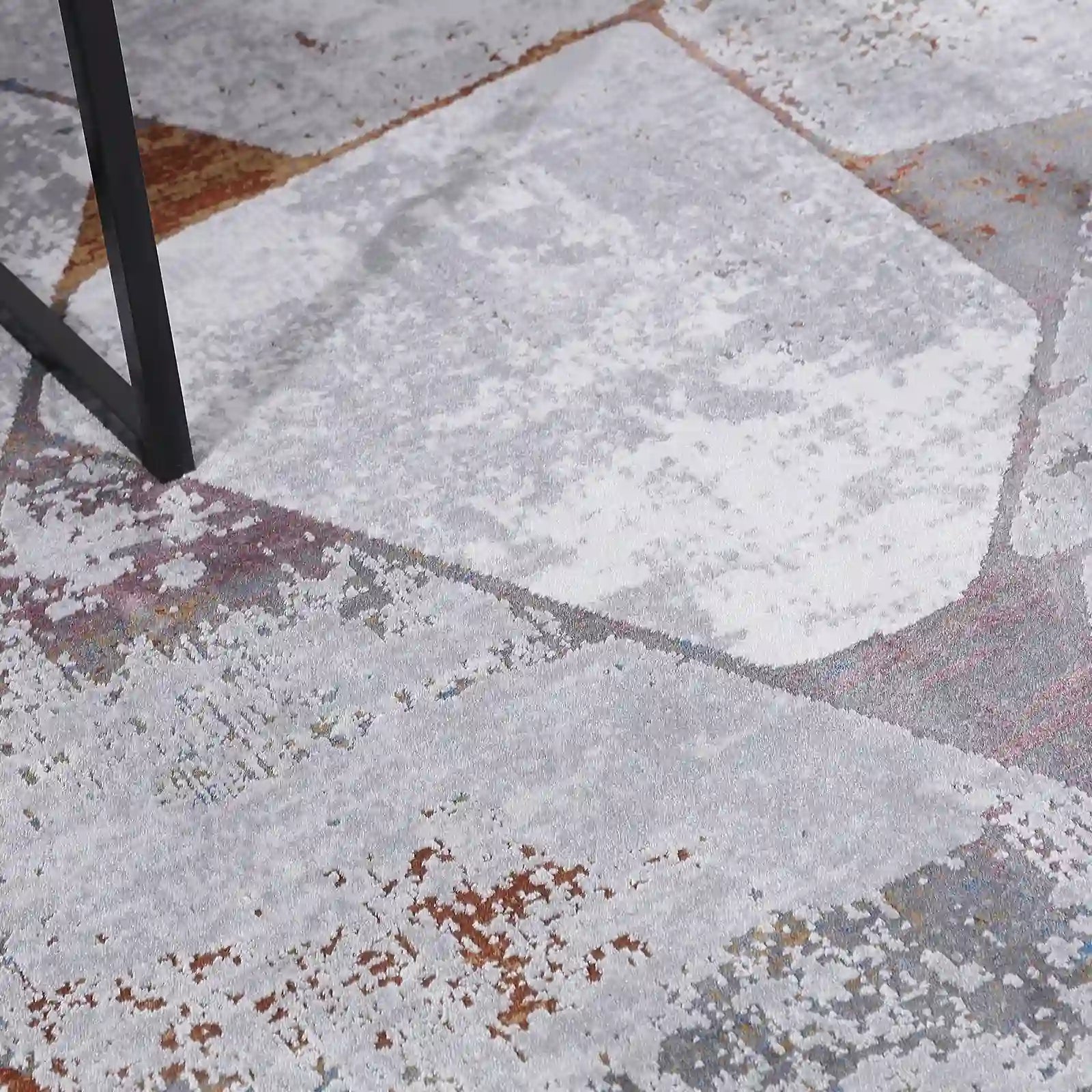 Torino Fragmented Facet Geometric Abstract Neutral Area Rug