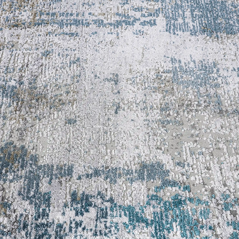 Torino Layered Brushfield Blue Grey Area Rug