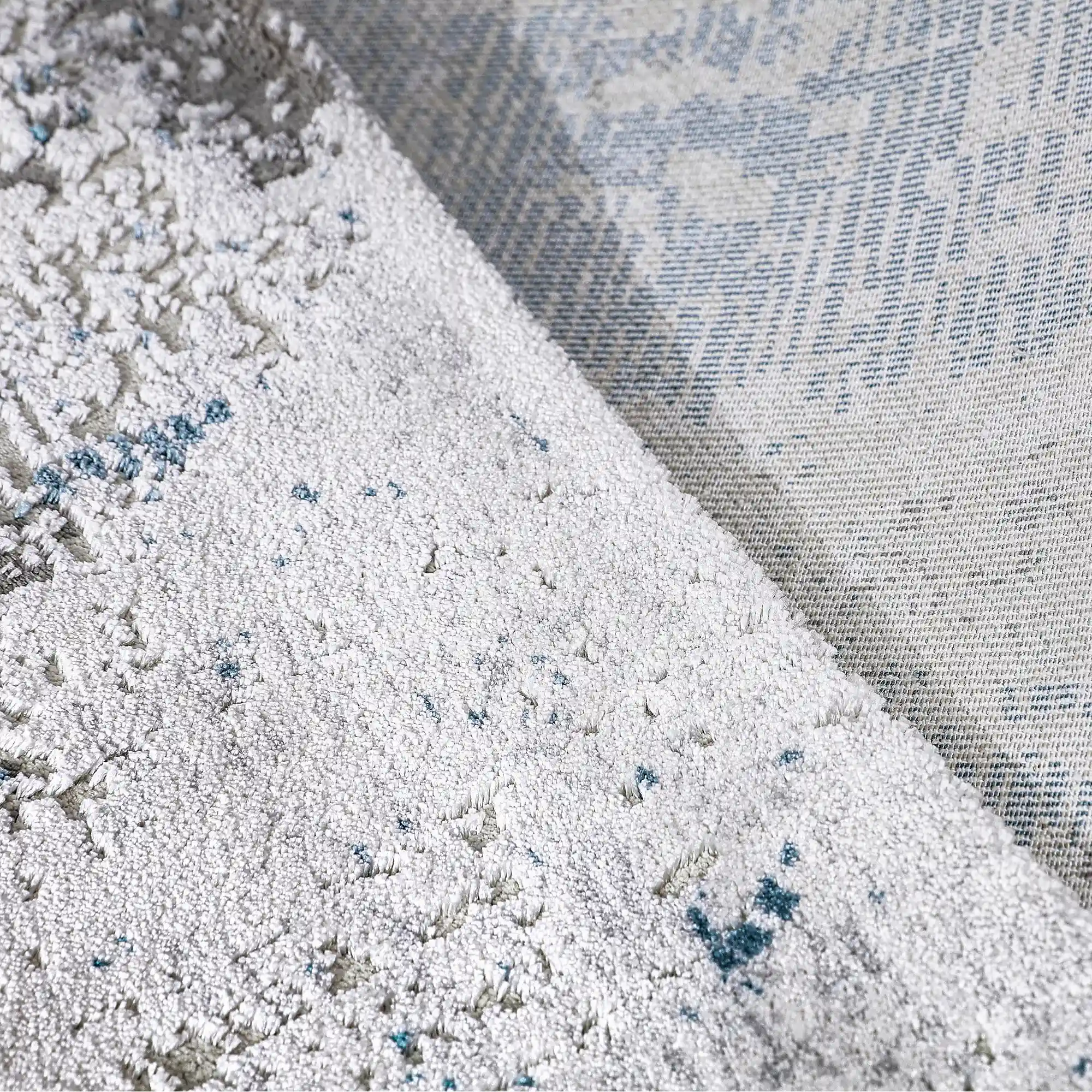 Torino Layered Brushfield Blue Grey Area Rug
