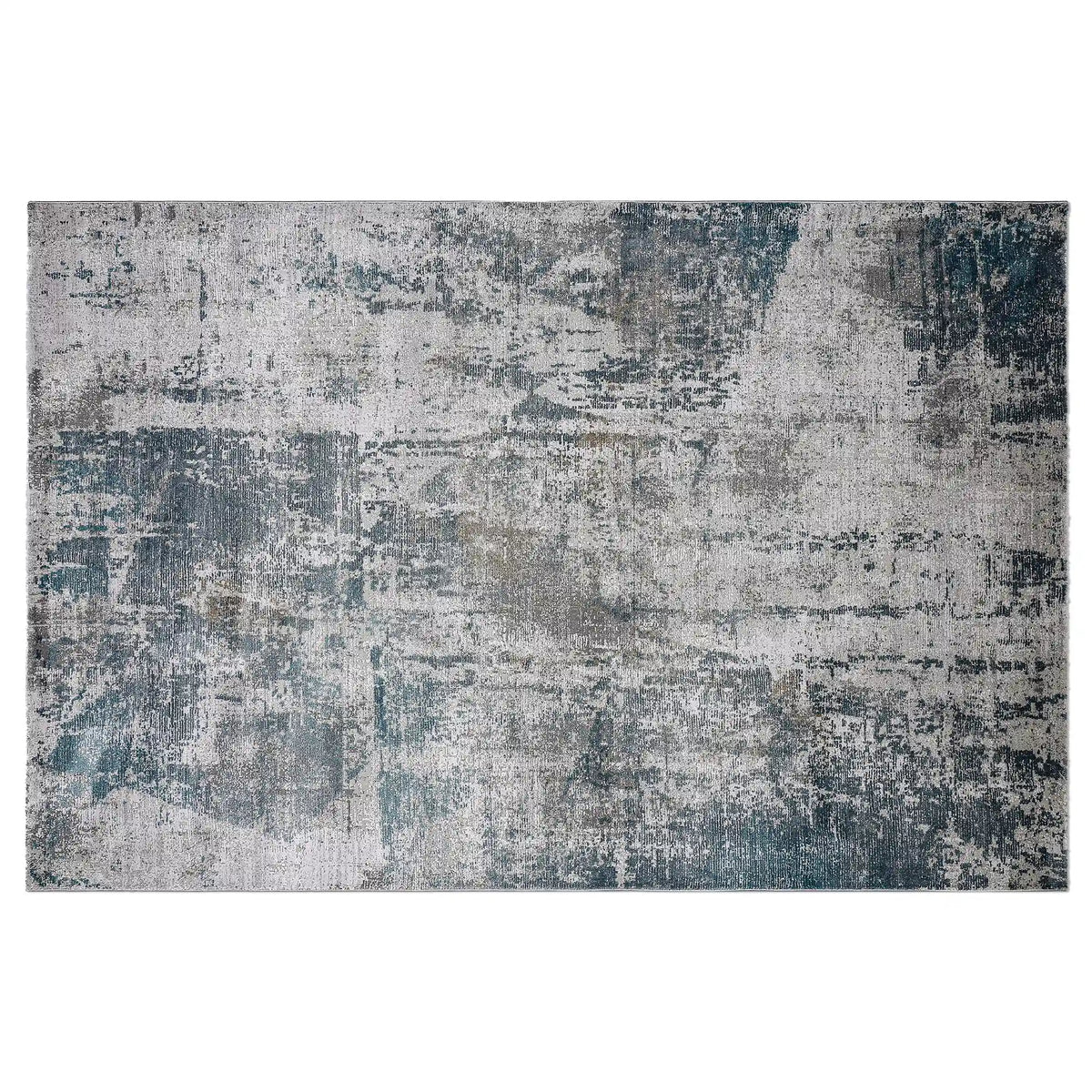 Torino Layered Brushfield Blue Grey Area Rug