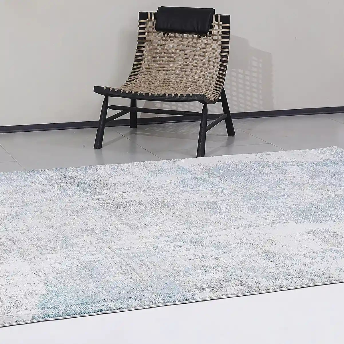 Torino Layered Brushfield Blue Grey Area Rug