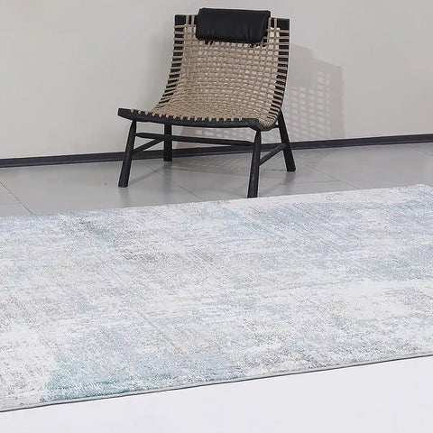 Torino Layered Brushfield Blue Grey Area Rug
