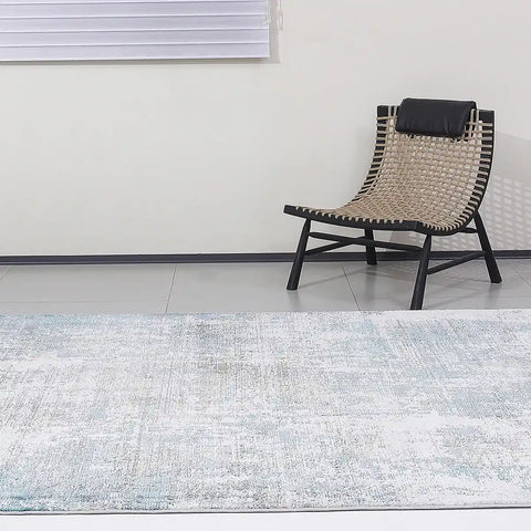 Torino Layered Brushfield Blue Grey Area Rug