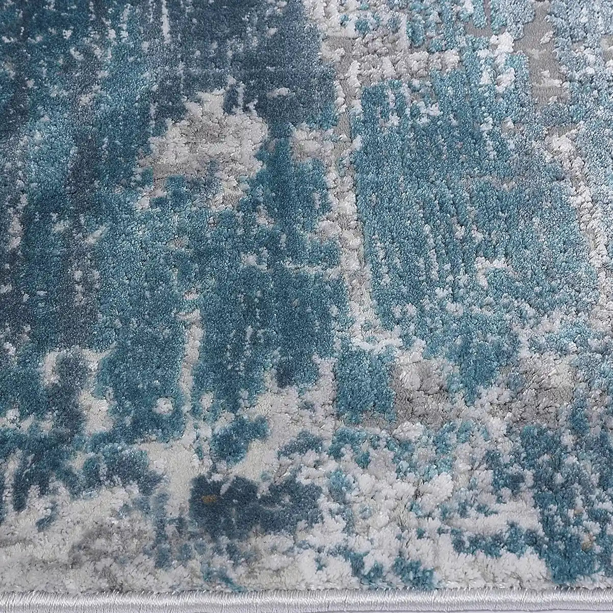 Torino Layered Brushfield Blue Grey Area Rug