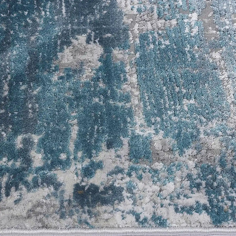 Torino Layered Brushfield Blue Grey Area Rug
