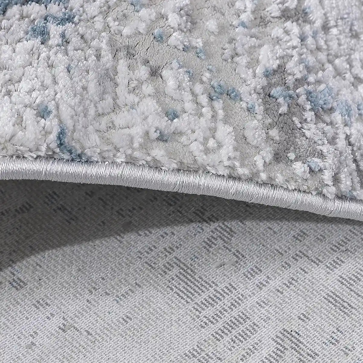 Torino Layered Brushfield Blue Grey Area Rug
