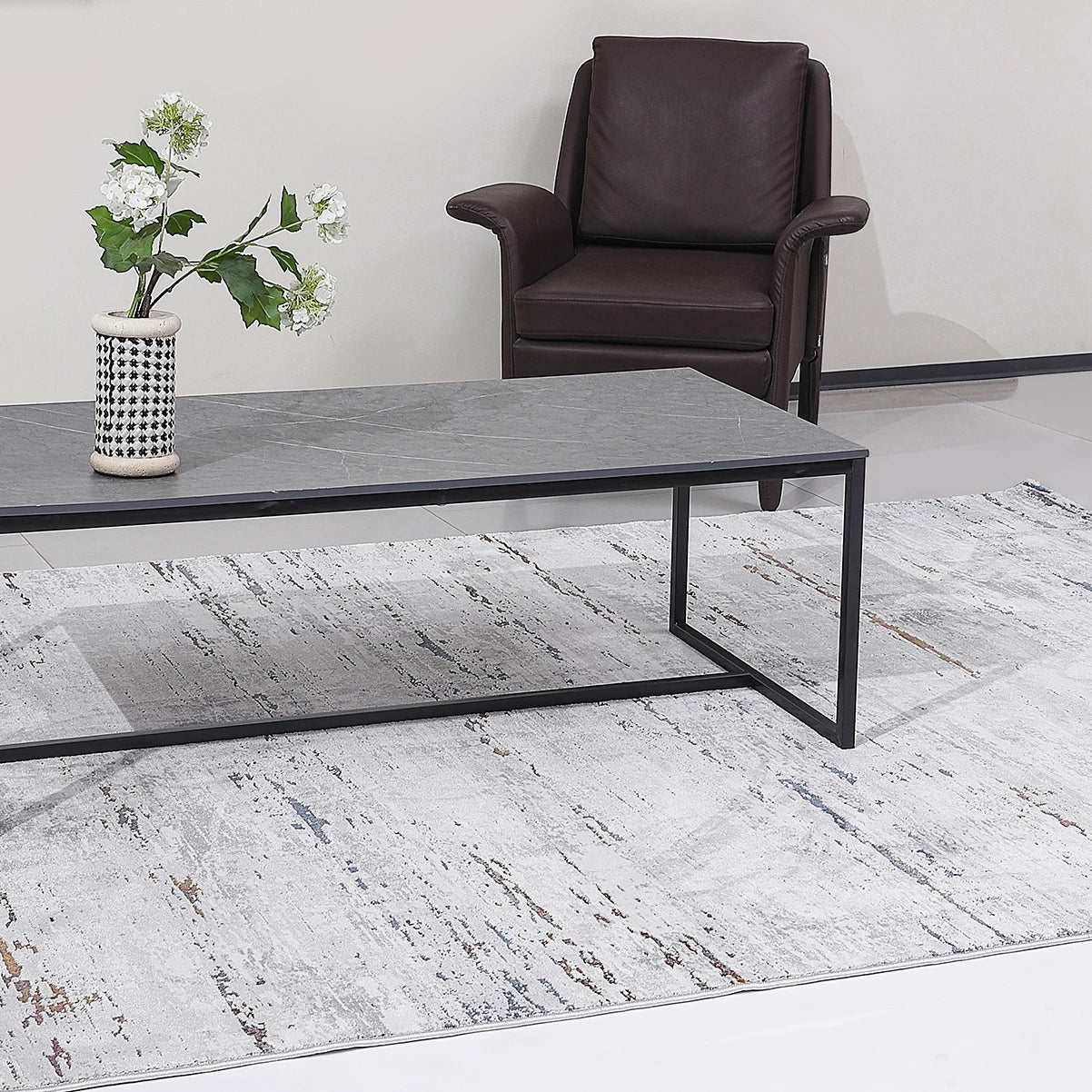 Torino Vertical Weathered Strata Abstract Neutral Area Rug