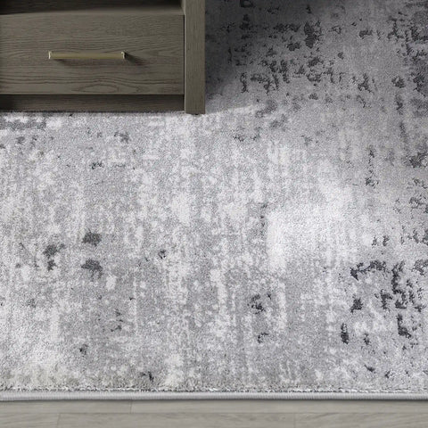 Torino Washed Linear Layered Abstract Neutral Area Rug