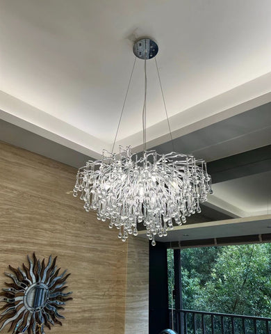 Stunning Tree Branch Crystal Chandelier With Clear Teardrop-shaped Glass Living/Dining Room Ceiling Lamp/Light