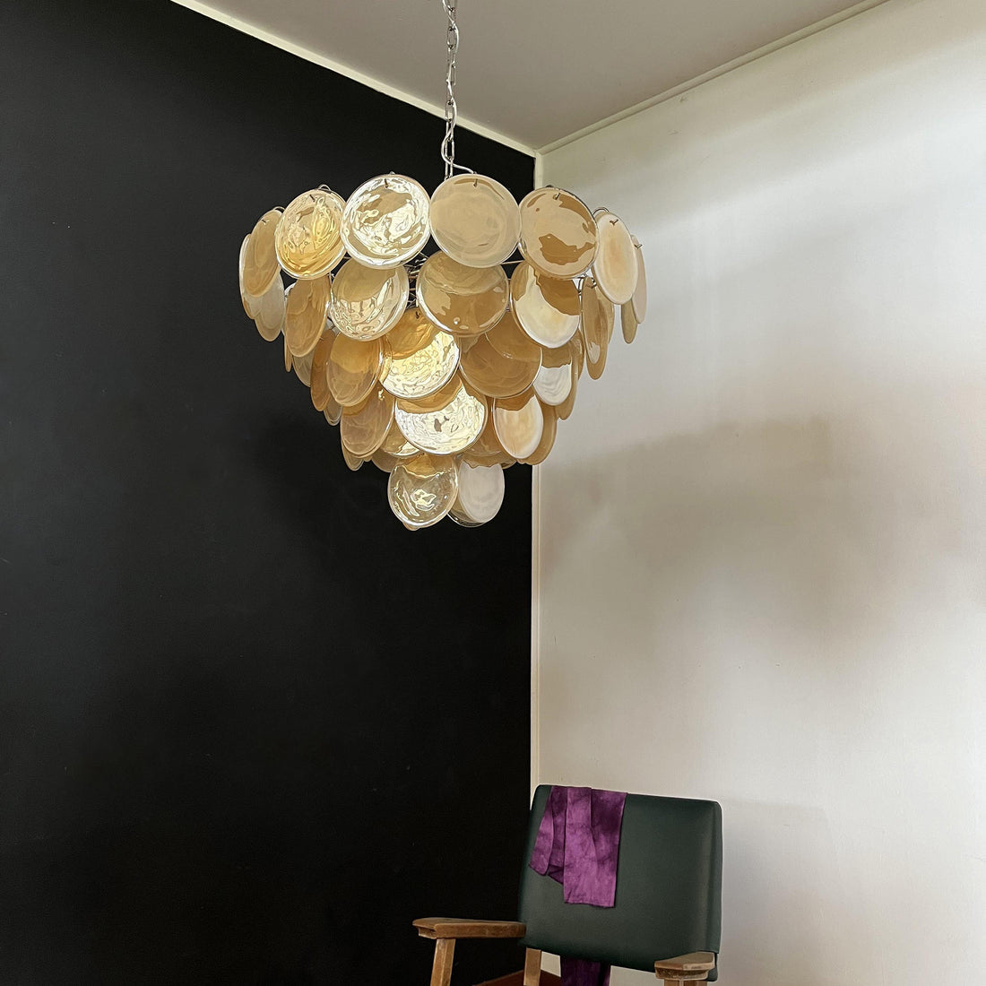 Vintage Murano 27.6″ Disks Chandelier