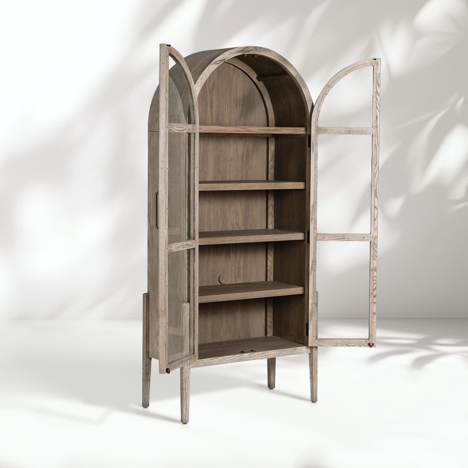 Hattie Wright Mediterranean Glass Door Display Cabinets Wood Living Dining Room Tall Cabinets