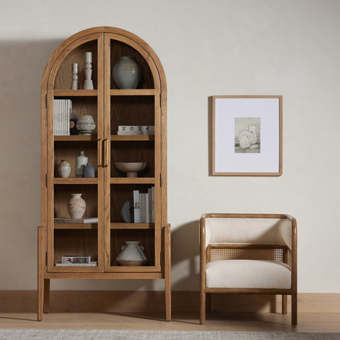 Hattie Wright Mediterranean Glass Door Display Cabinets Wood Living Dining Room Tall Cabinets