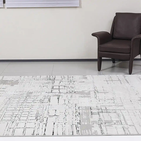 Xiangshe Layered Linear Abstract Neutral Area Rug