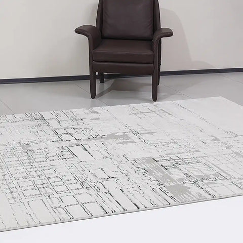 Xiangshe Layered Linear Abstract Neutral Area Rug