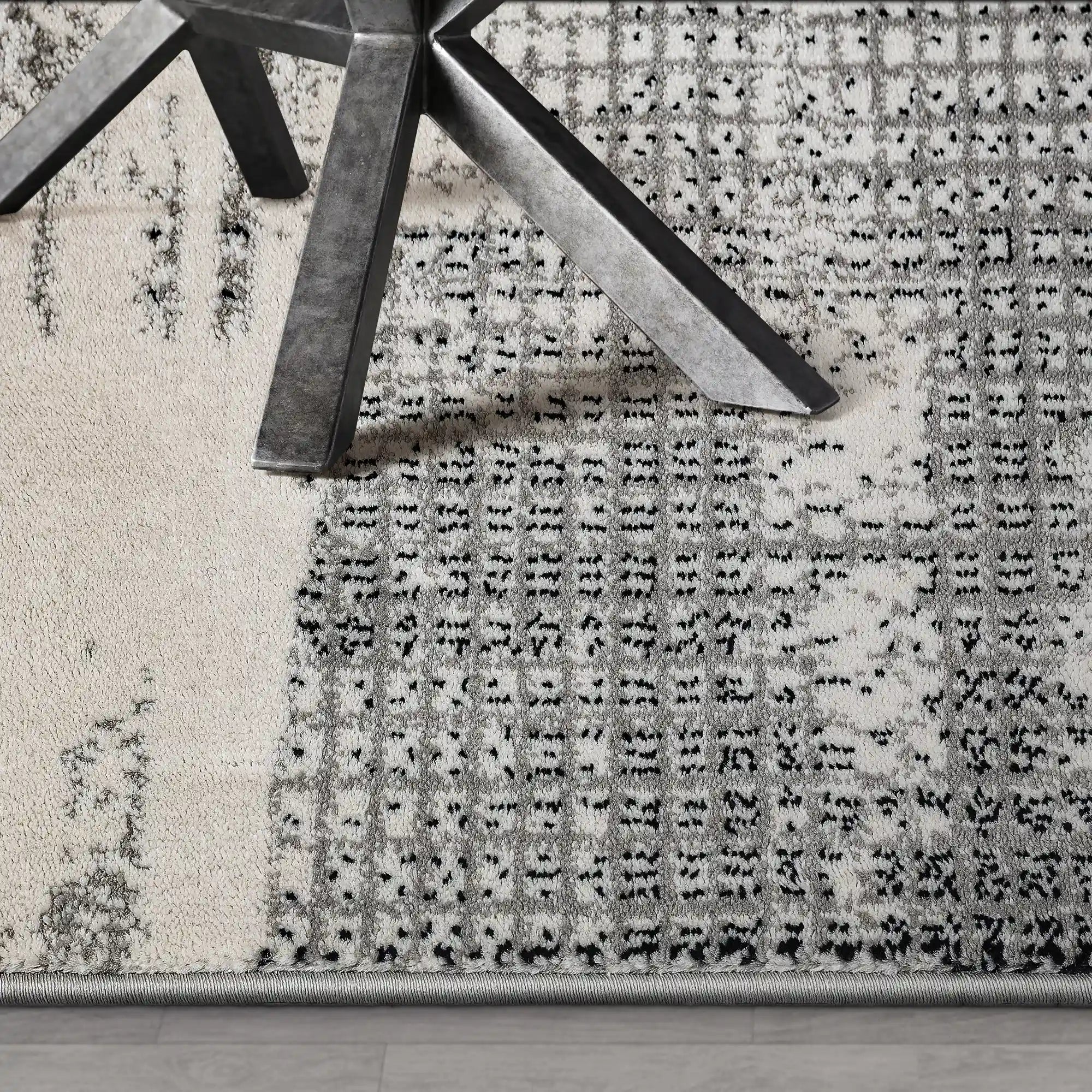 Xiangshe Textured Grid Modern Area Rug