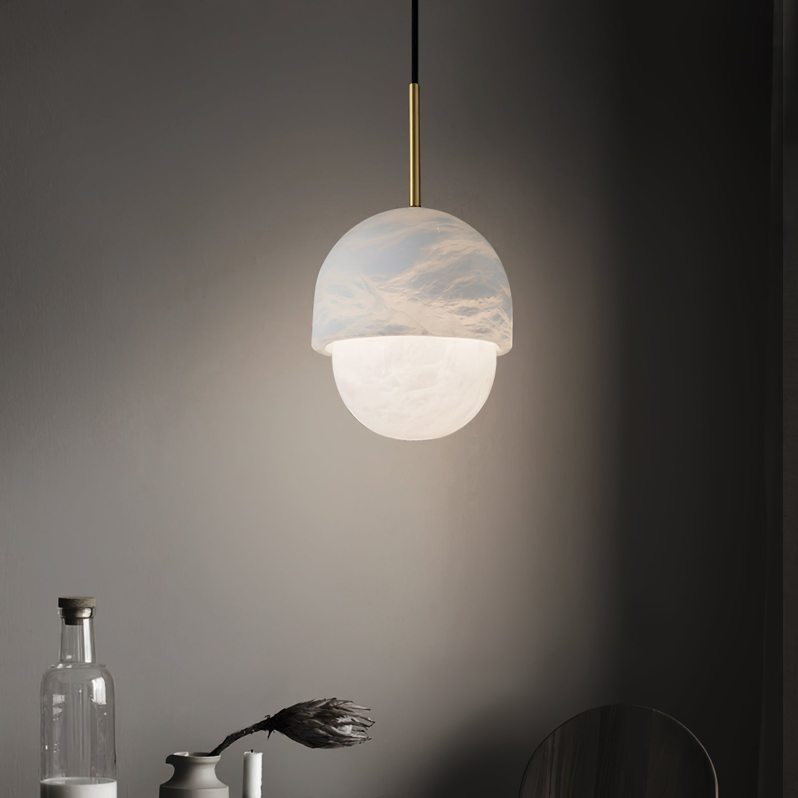 Alabaster Yoko Small Island Pendant Light