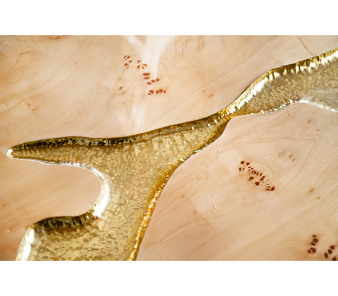 Brass Glass Gold Sculptural Form Coffee Table