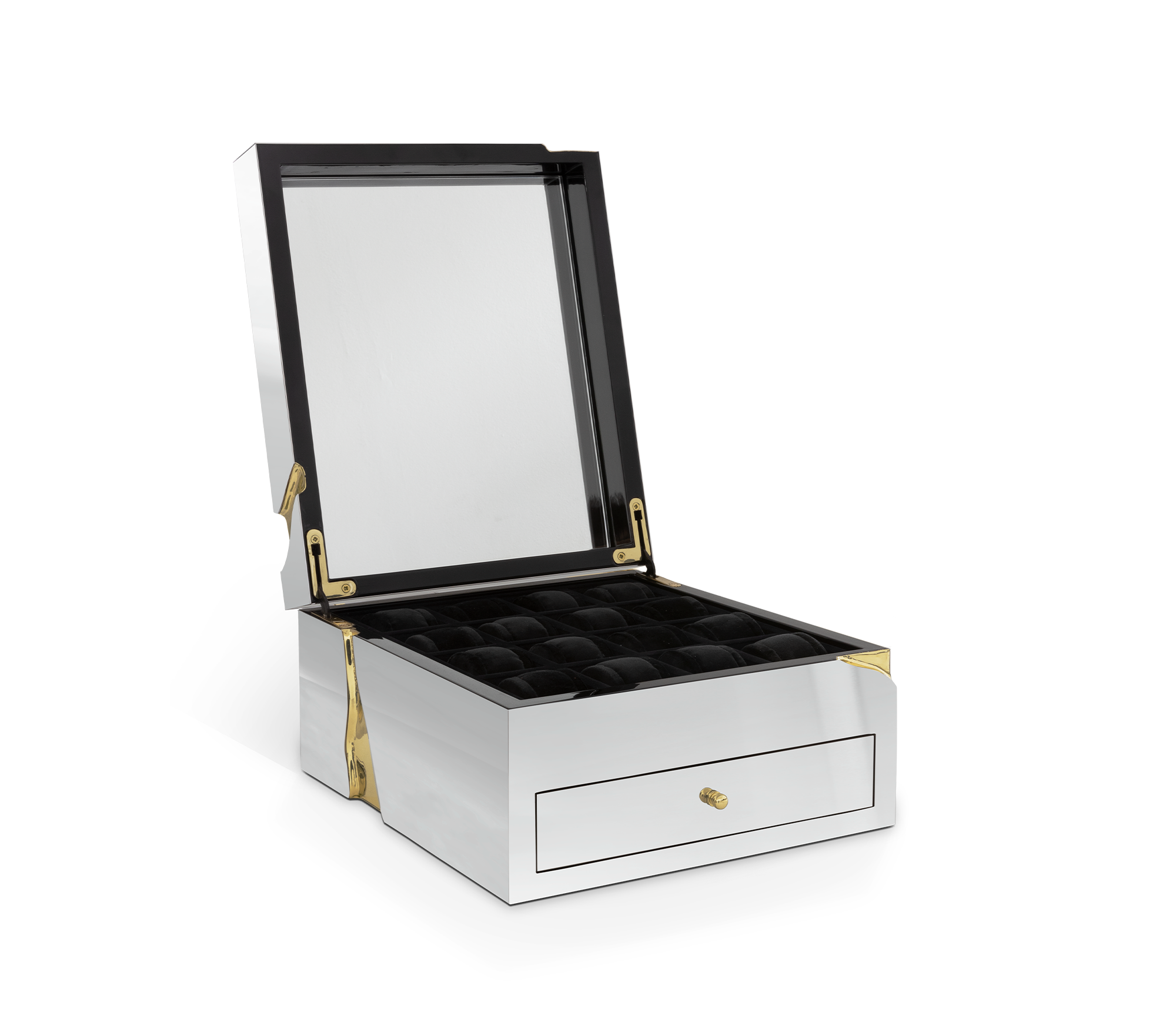 Lapiaz Watch Box with Polished Stainless Steel and Watch