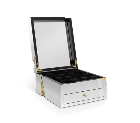 Lapiaz Watch Box with Polished Stainless Steel and Watch