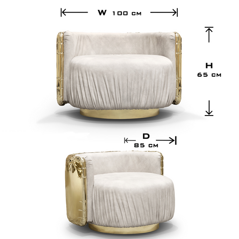 Brass Wood Sculptural Form Armchair
