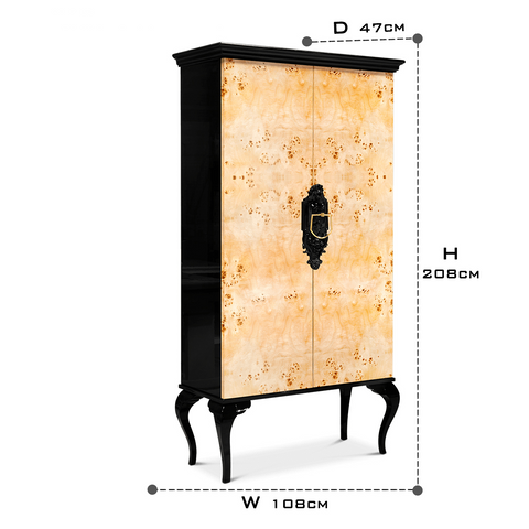 Sculptural Display Cabinet with Glass Shelves and Storage