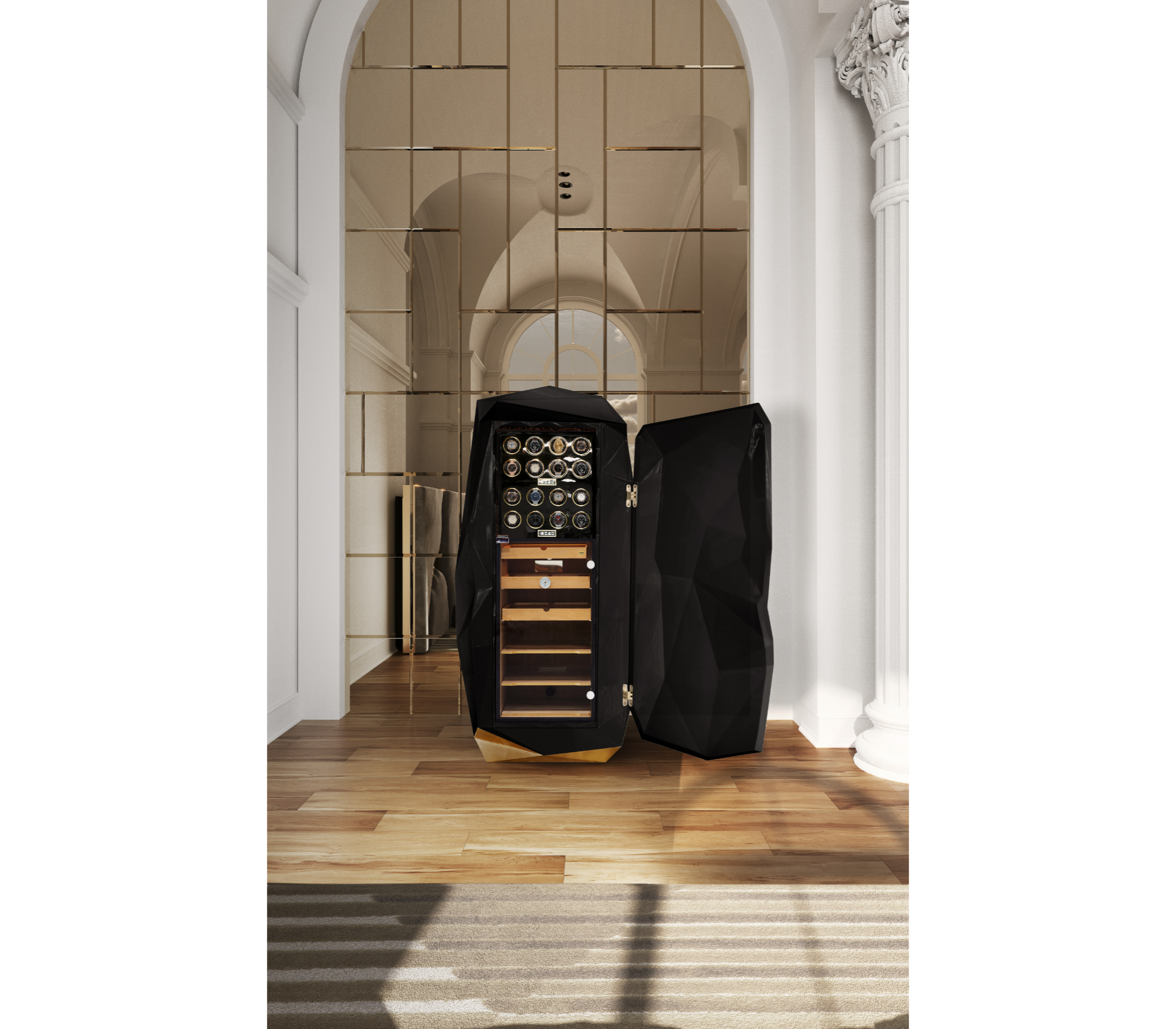 Diamond Floor Safe with Hidden Watch Winder and
