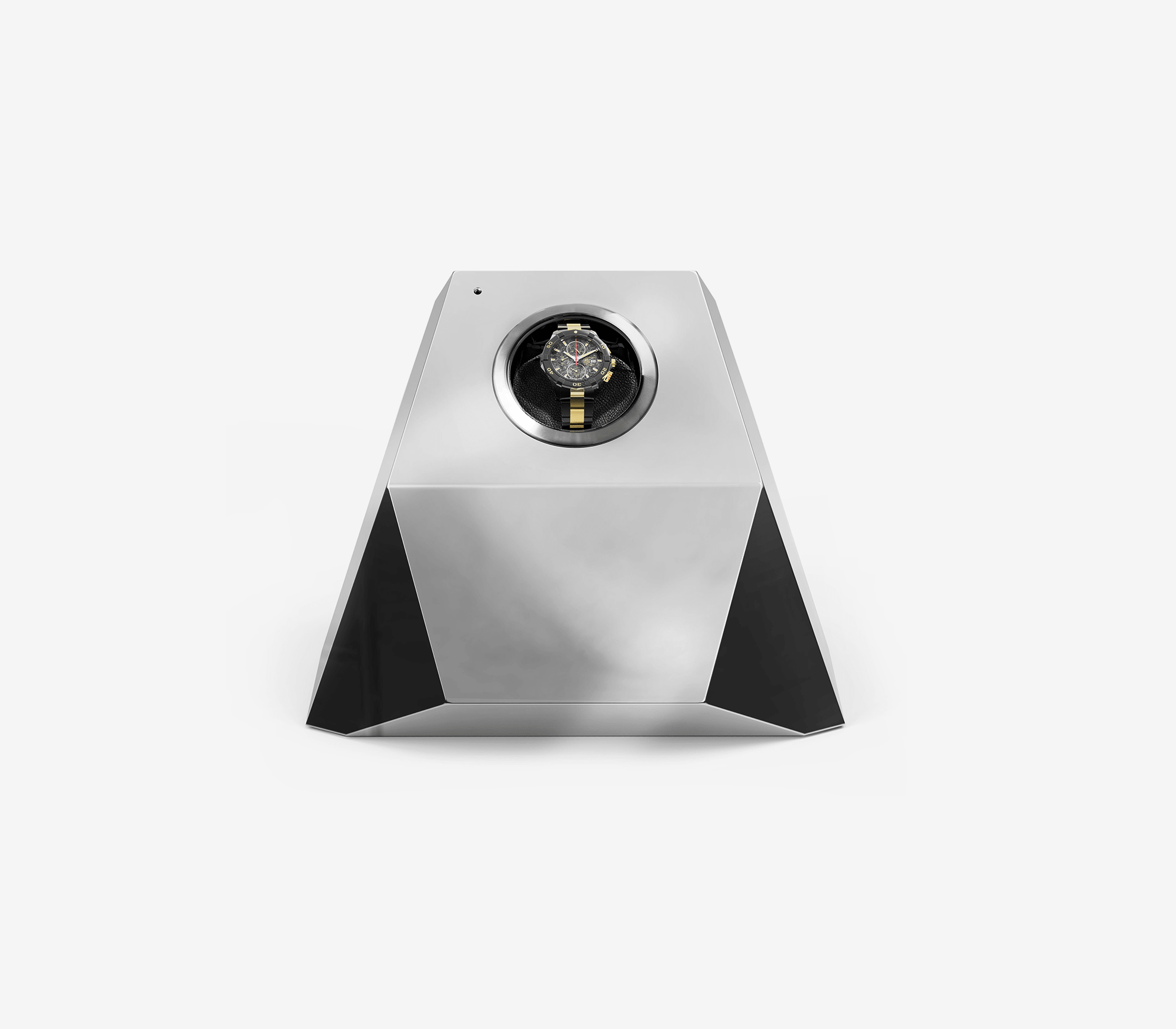 Diamond Watch Winder with Sculptural Faceted Design and