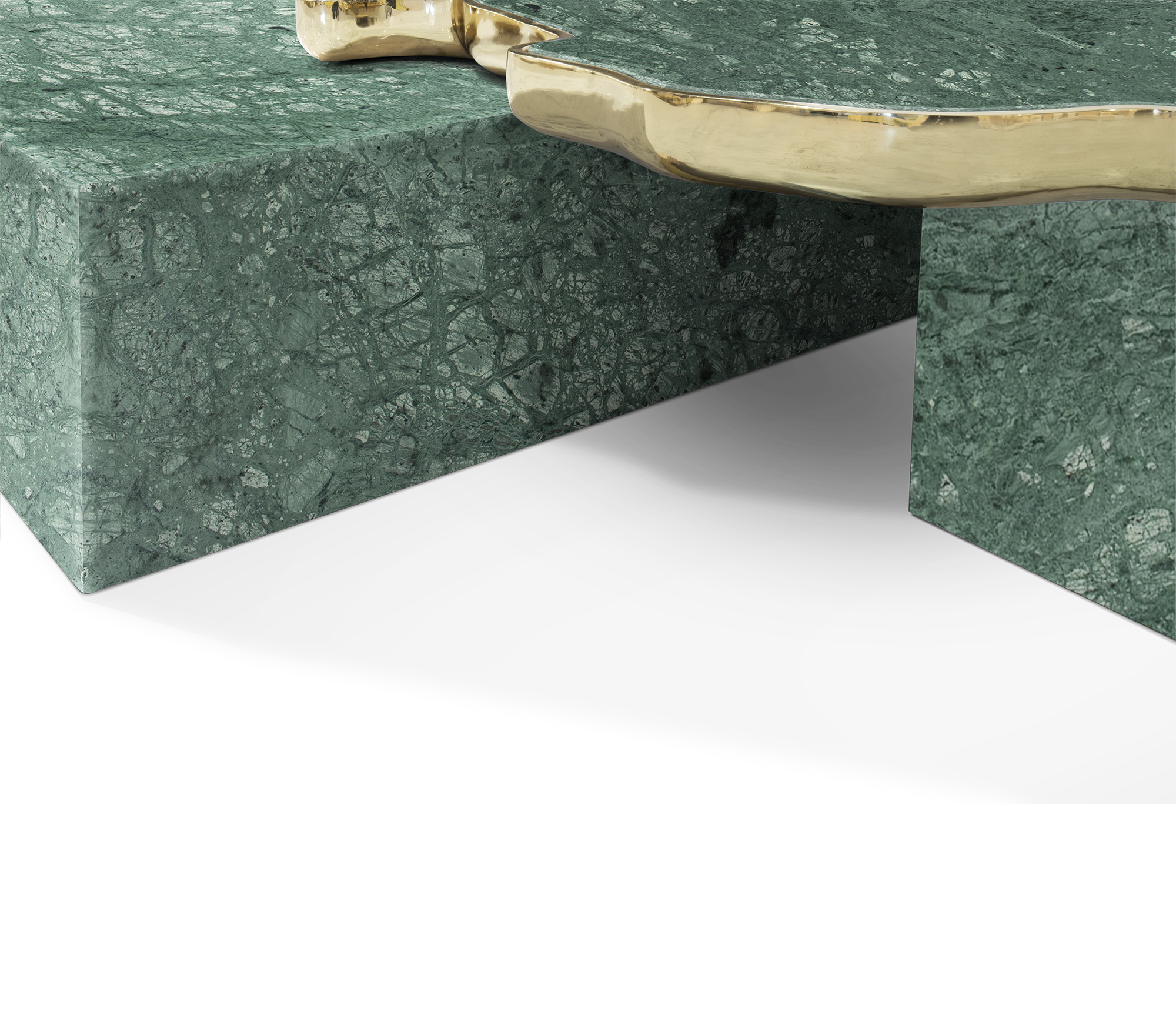 Luxury Sculptural Coffee Table Black & White High-Gloss Marble Finish