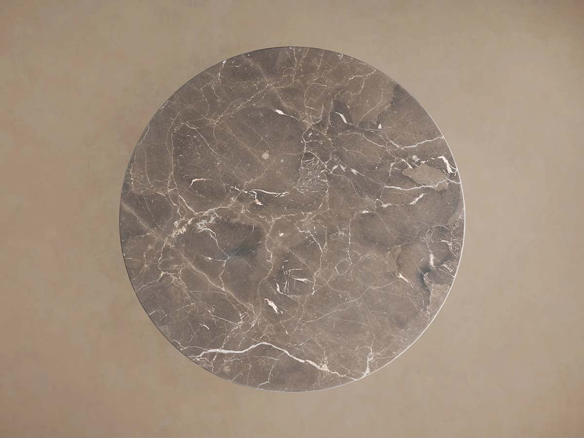 Saint Germain Round Dining Table with Carrara Marble Top Wood Toulouse Base