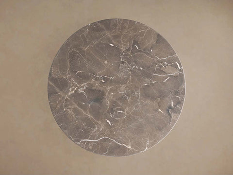 Saint Germain Round Dining Table with Carrara Marble Top Wood Toulouse Base