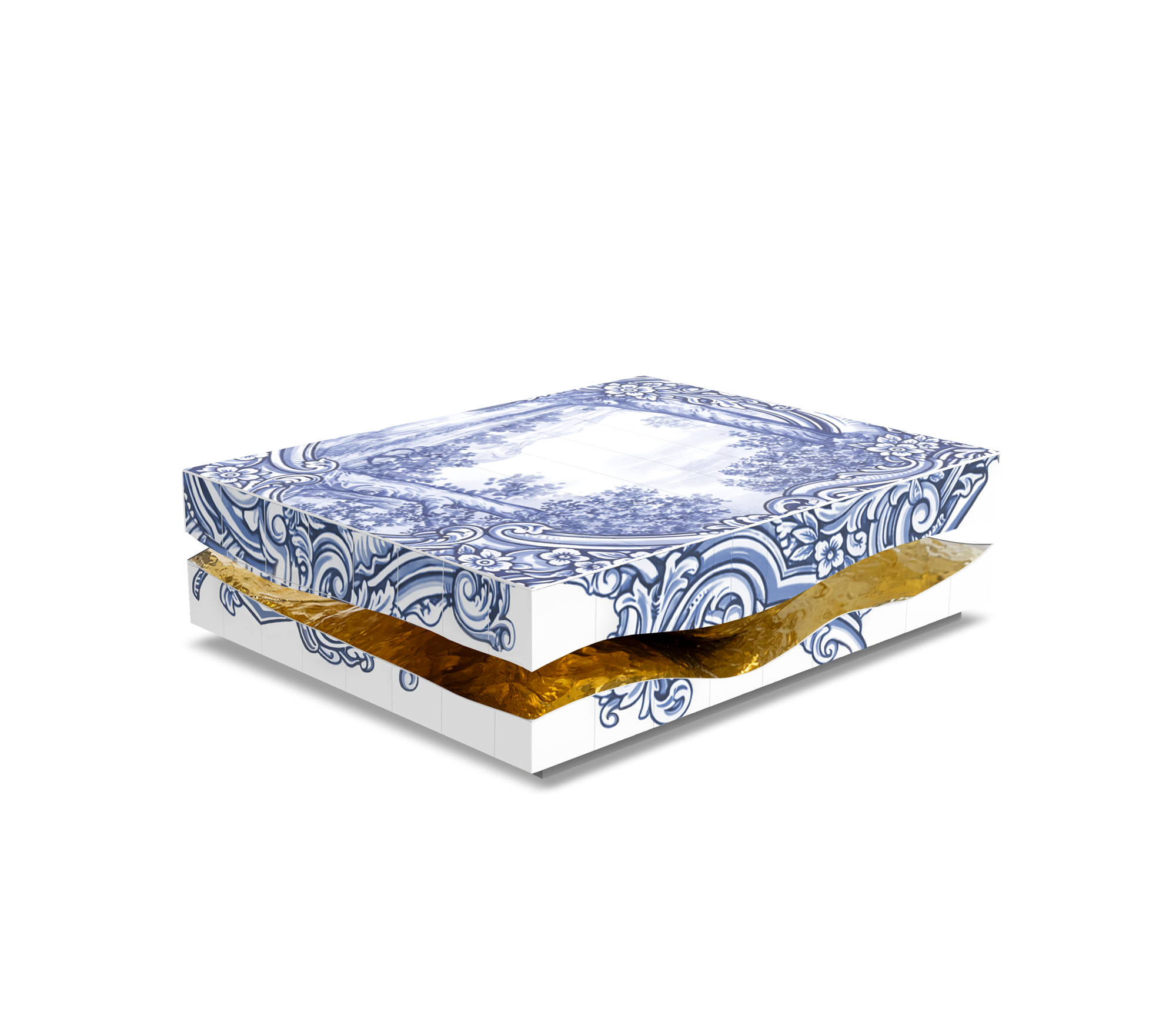 Brass Stone White Sculptural Form Coffee Table