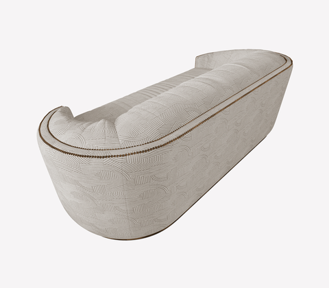 Curved Velvet Sofa with Gold Accents and Modern Style