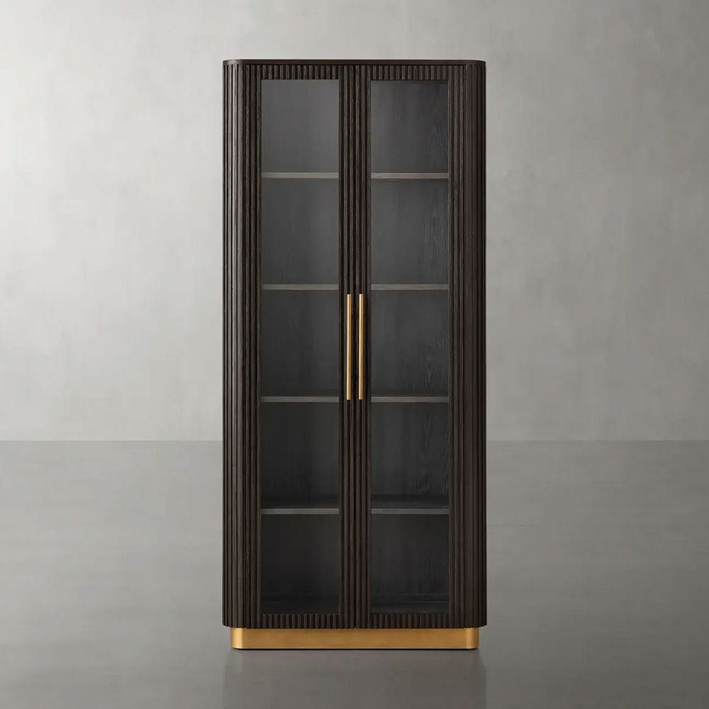 Finnley Glass Door Solid Wood Display Cabinet