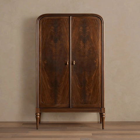 Frances Mahogany Tall Cabinet with Vintage Wood Storage Cabinet