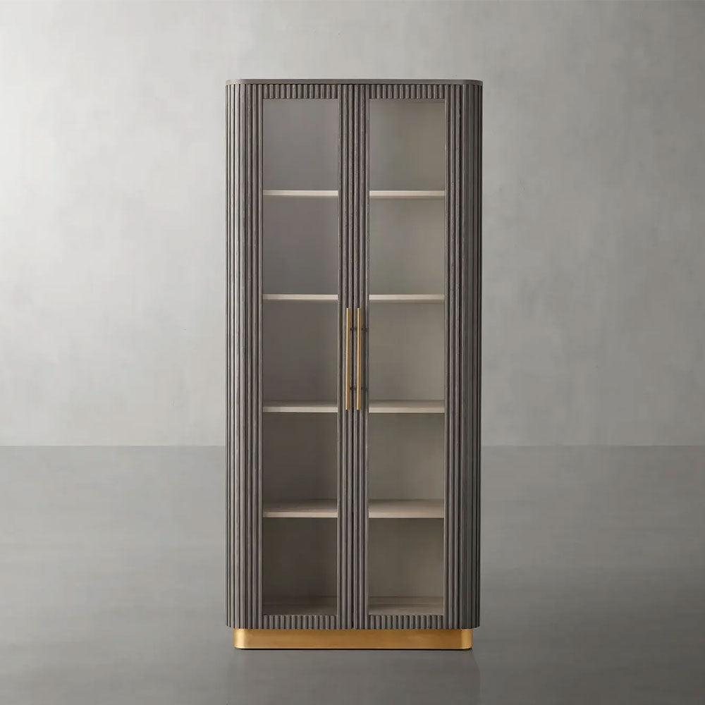 Finnley Glass Door Solid Wood Display Cabinet