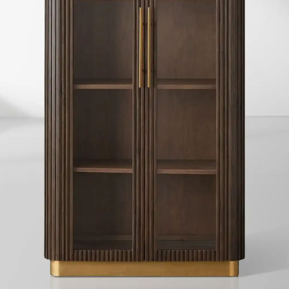 Finnley Glass Door Solid Wood Display Cabinet