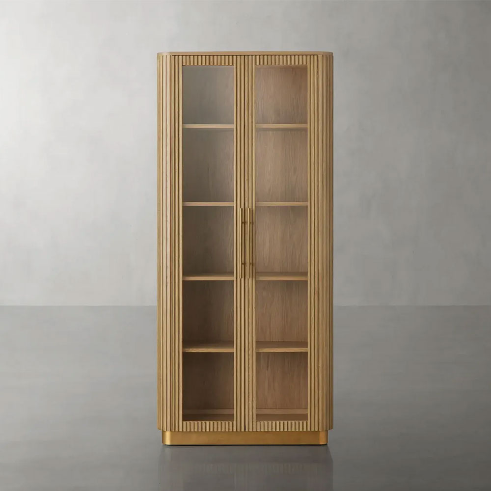 Finnley Glass Door Solid Wood Display Cabinet