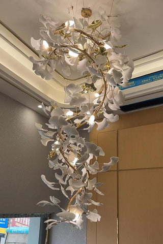 Art Design Ceramic Gingko Chandelier for Living Room/Staircse/Entryway/Foyer