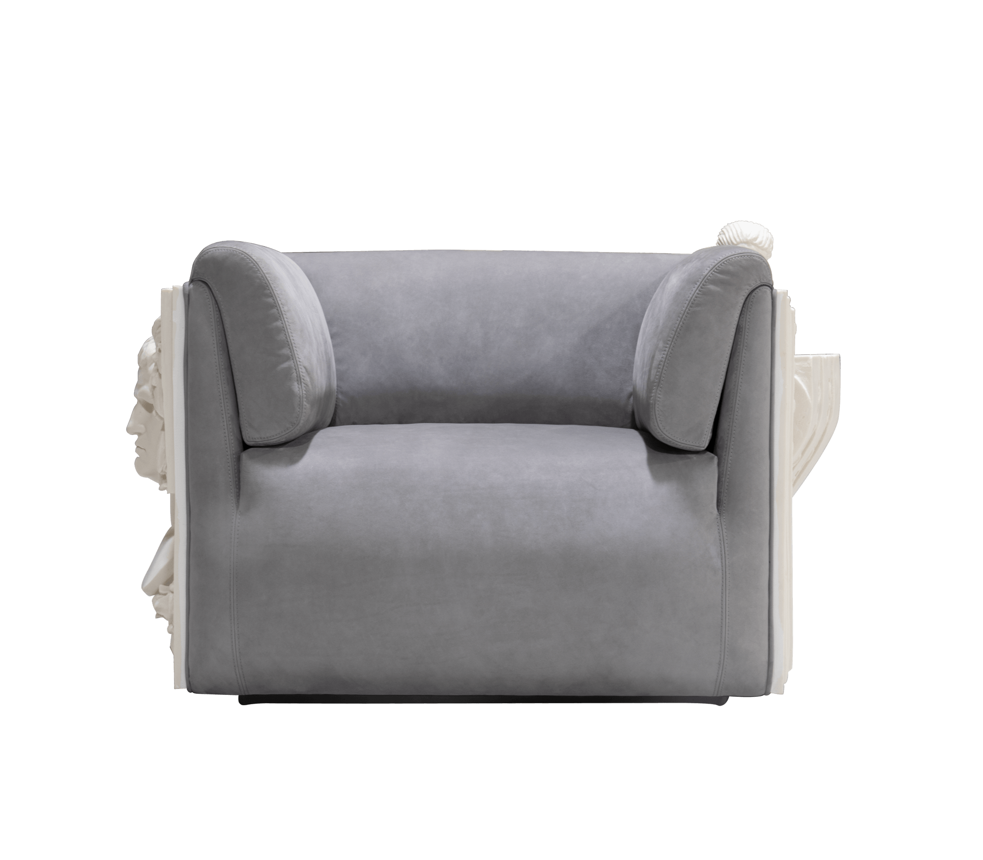 Stone Wood Sculptural Form Armchair