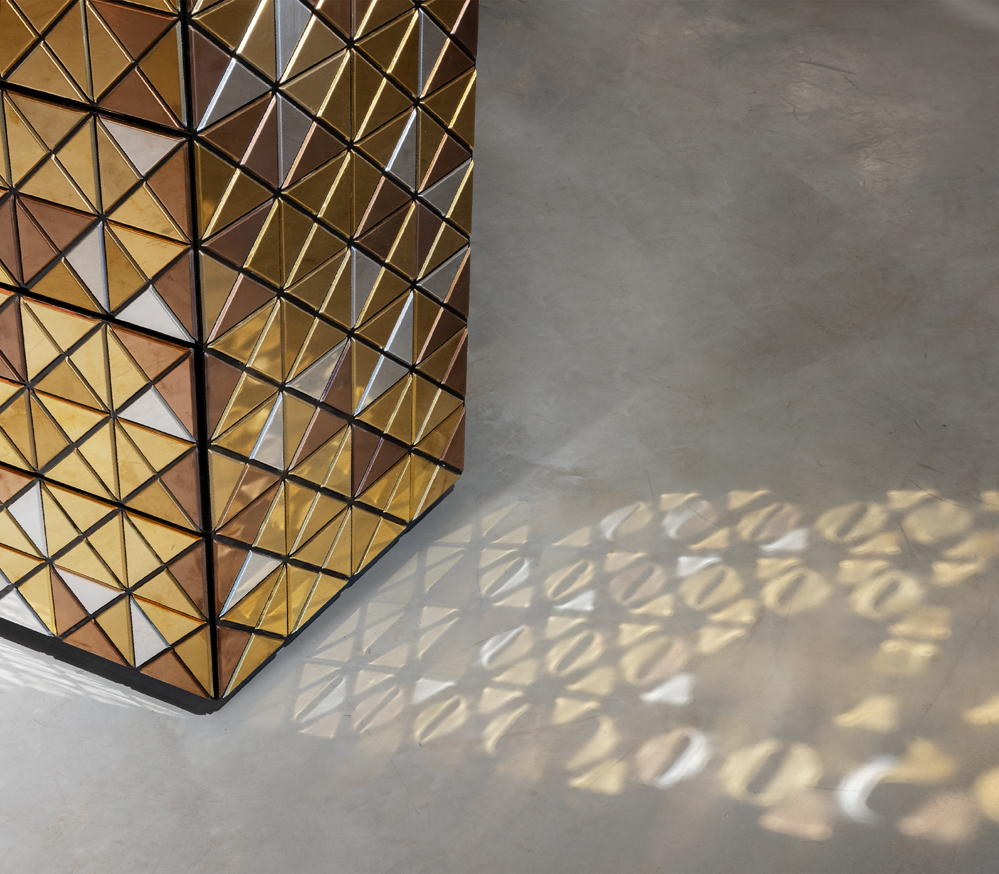 Walnut Brass Hidden Storage Display Cabinet