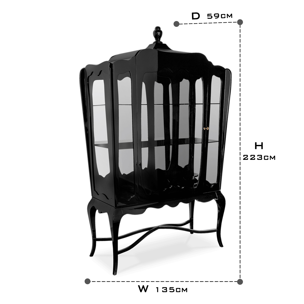 Mahogany Brass Hidden Storage Display Cabinet