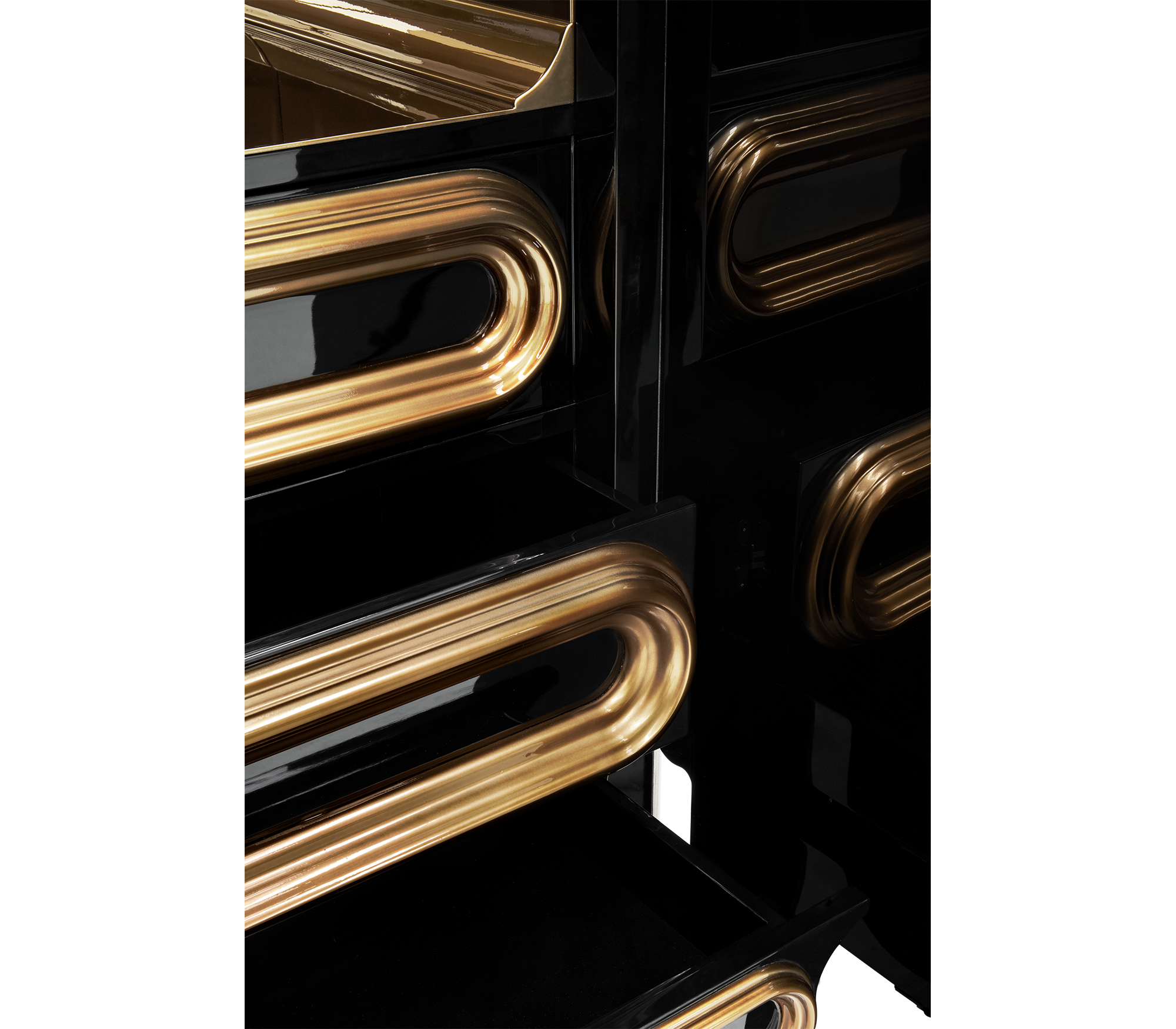 Brass Glass Hidden Storage Bar Cabinet