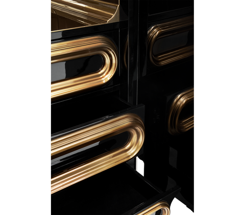 Brass Glass Hidden Storage Bar Cabinet
