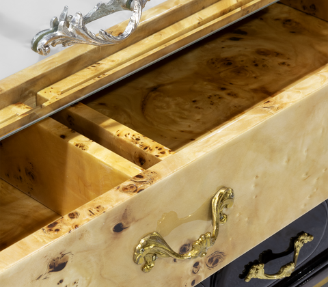 Walnut Brass Storage Drawers Chest of Drawers