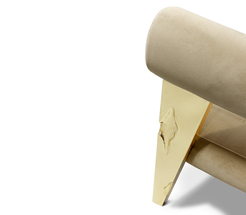Brass Fabric Sculptural Form Armchair