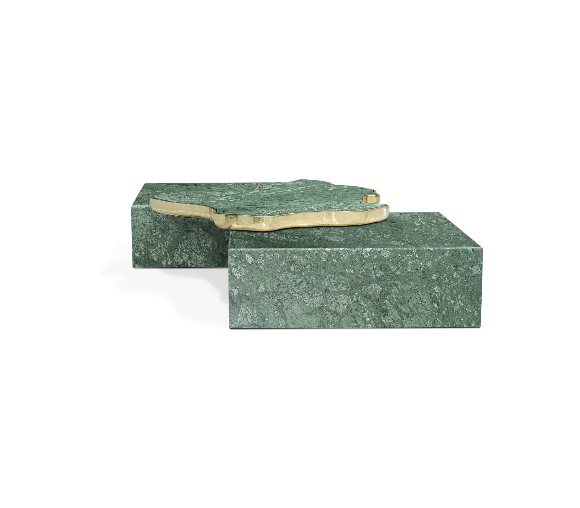 Luxury Sculptural Coffee Table Black & White High-Gloss Marble Finish